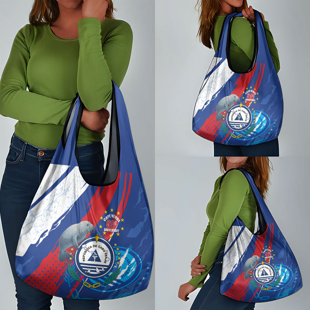 Cape Verde Independence Day Grocery Bag 51st Anniversary Manatee Coat Of Arms
