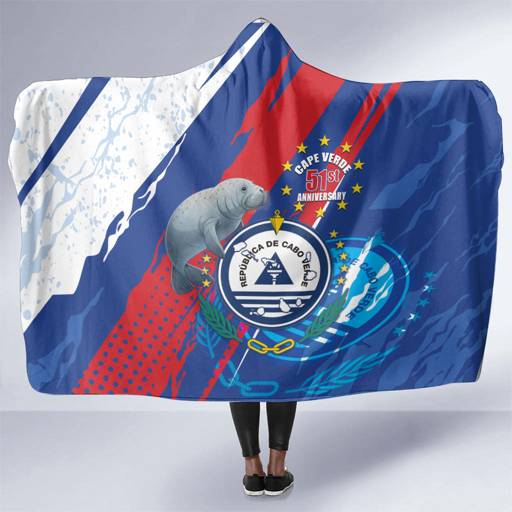 Cape Verde Independence Day Hooded Blanket 51st Anniversary Manatee Coat Of Arms