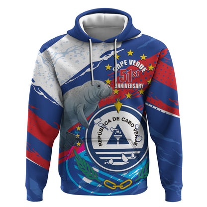 Personalized Cape Verde Independence Day Hoodie 51st Anniversary Manatee Coat Of Arms