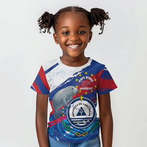 Personalized Cape Verde Independence Day Kid T shirt 51st Anniversary Manatee Coat Of Arms