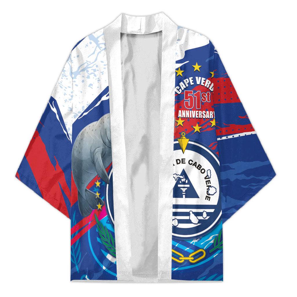 Personalized Cape Verde Independence Day Kimono 51st Anniversary Manatee Coat Of Arms