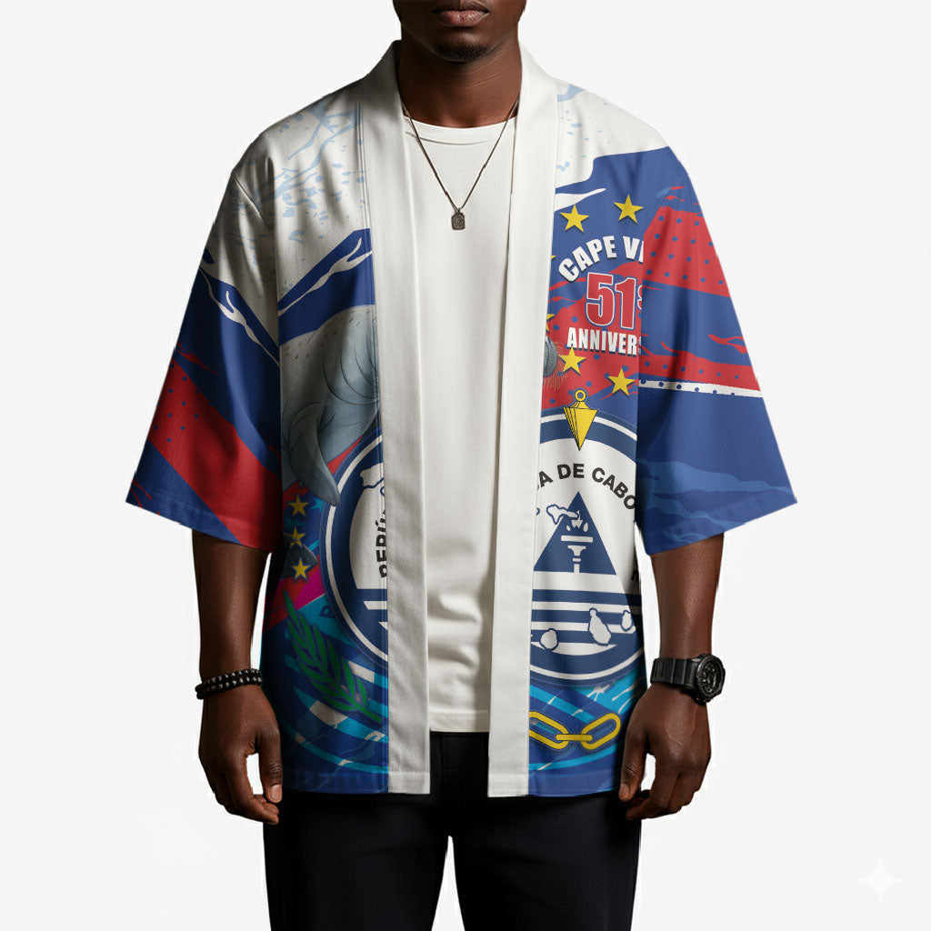 Personalized Cape Verde Independence Day Kimono 51st Anniversary Manatee Coat Of Arms