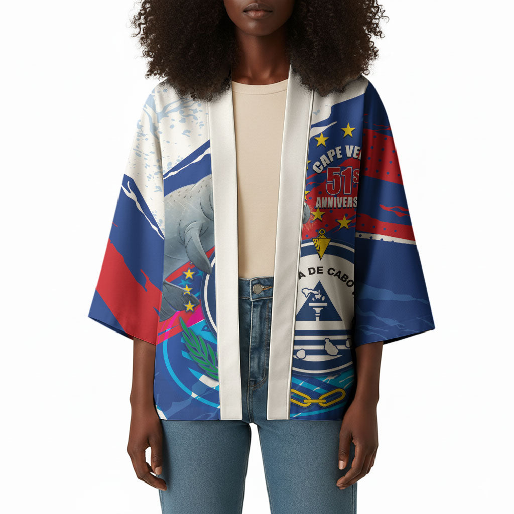 Personalized Cape Verde Independence Day Kimono 51st Anniversary Manatee Coat Of Arms