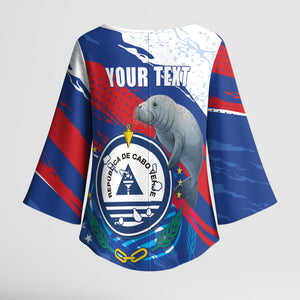 Personalized Cape Verde Independence Day Kimono Sleeve Blouse 51st Anniversary Manatee Coat Of Arms