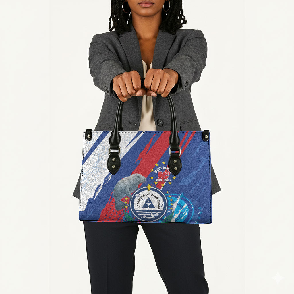 Cape Verde Independence Day Leather Bag 51st Anniversary Manatee Coat Of Arms