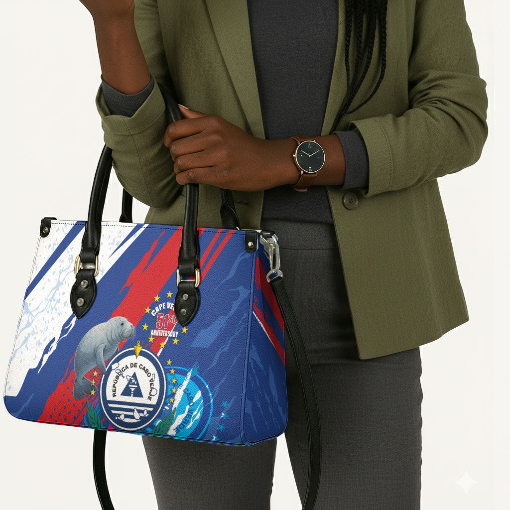 Cape Verde Independence Day Leather Bag 51st Anniversary Manatee Coat Of Arms