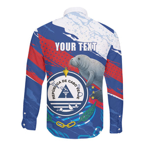 Personalized Cape Verde Independence Day Long Sleeve Button Shirt 51st Anniversary Manatee Coat Of Arms