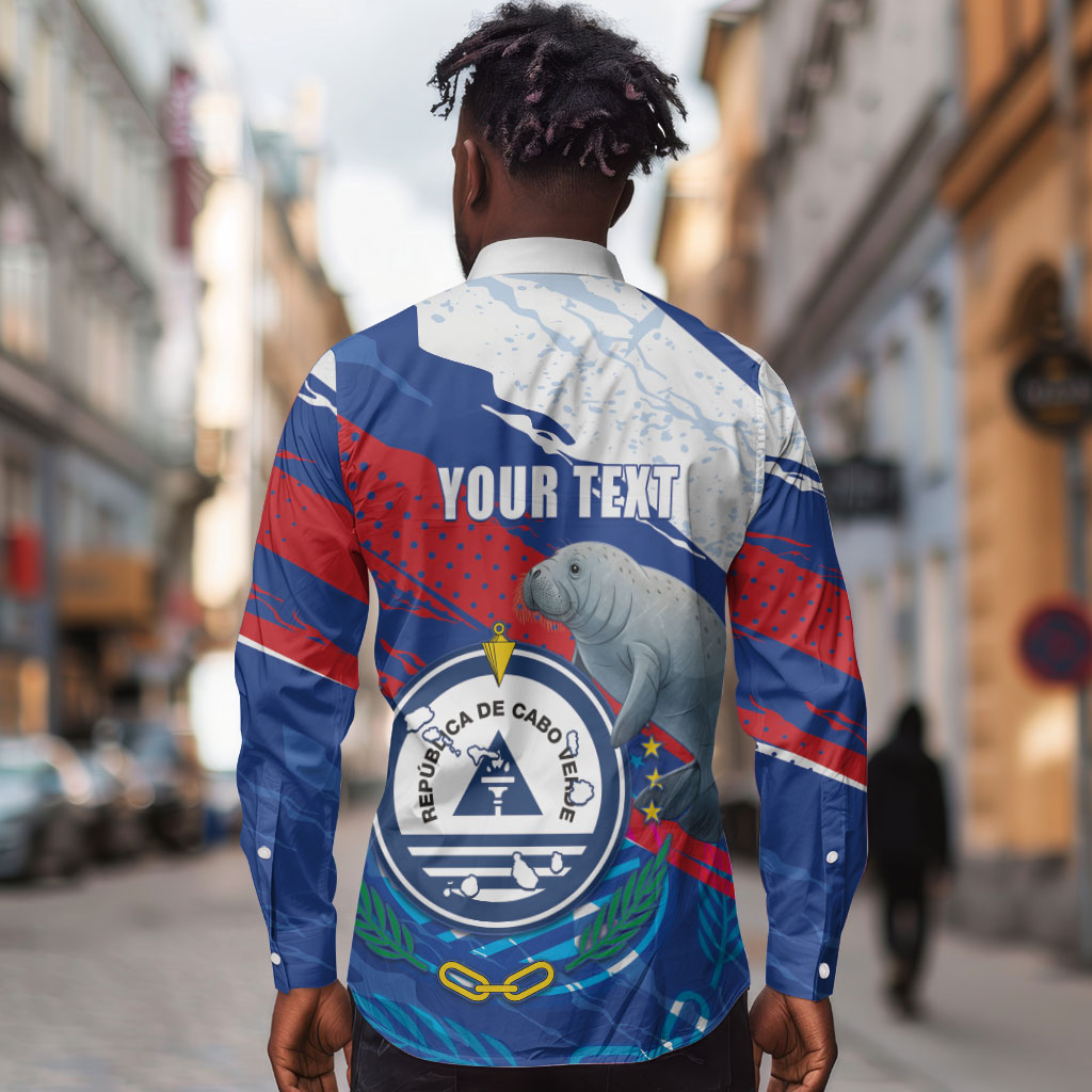 Personalized Cape Verde Independence Day Long Sleeve Button Shirt 51st Anniversary Manatee Coat Of Arms