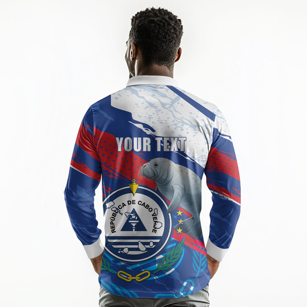 Personalized Cape Verde Independence Day Long Sleeve Polo Shirt 51st Anniversary Manatee Coat Of Arms