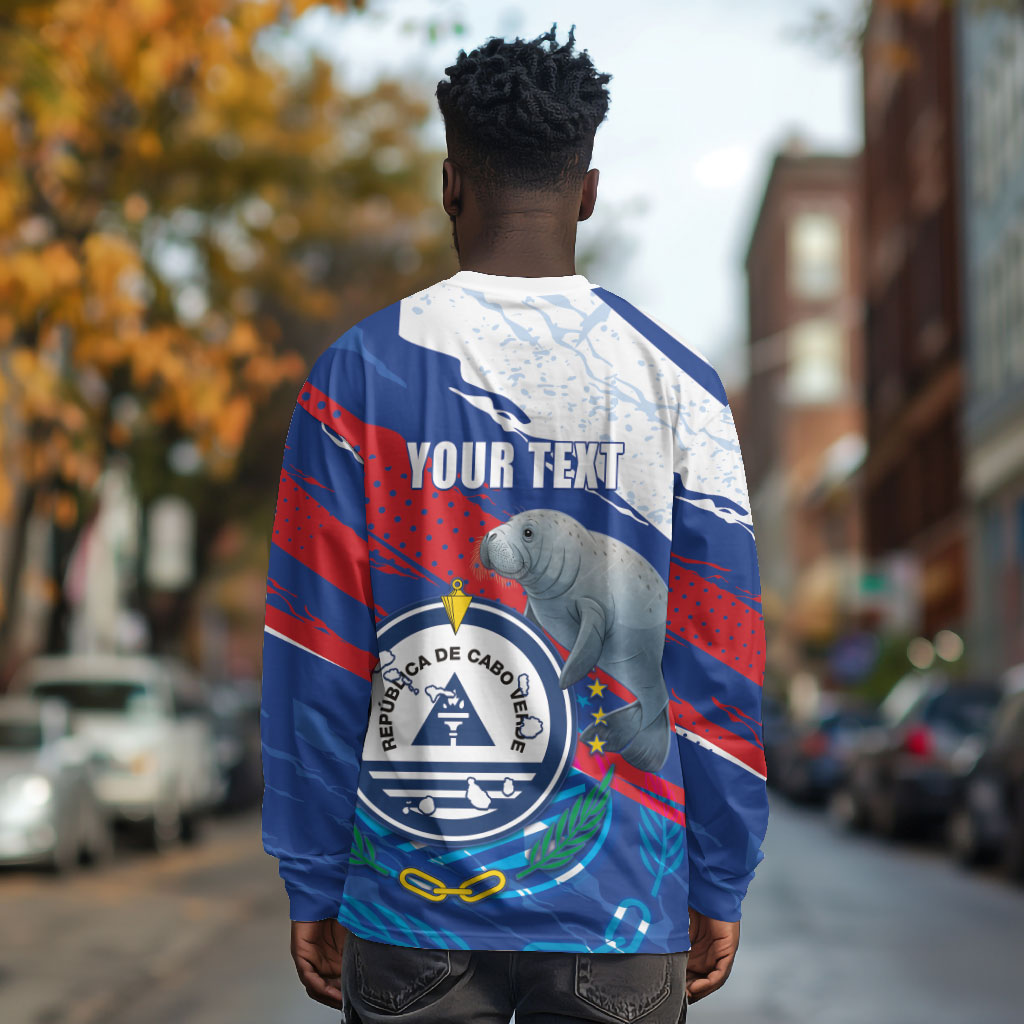 Personalized Cape Verde Independence Day Long Sleeve Shirt 51st Anniversary Manatee Coat Of Arms