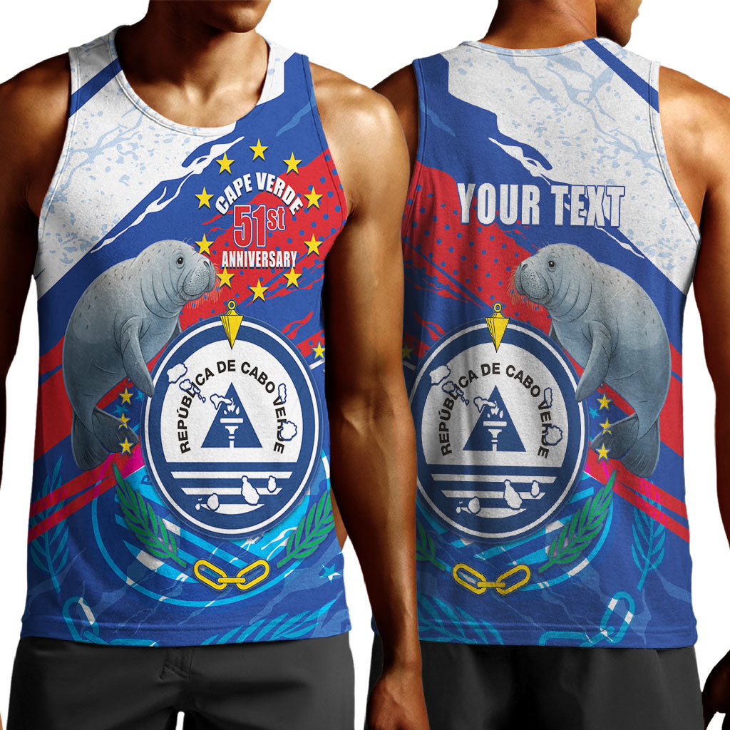Personalized Cape Verde Independence Day Men Tank Top 51st Anniversary Manatee Coat Of Arms