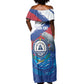 Personalized Cape Verde Independence Day Off Shoulder Maxi Dress 51st Anniversary Manatee Coat Of Arms