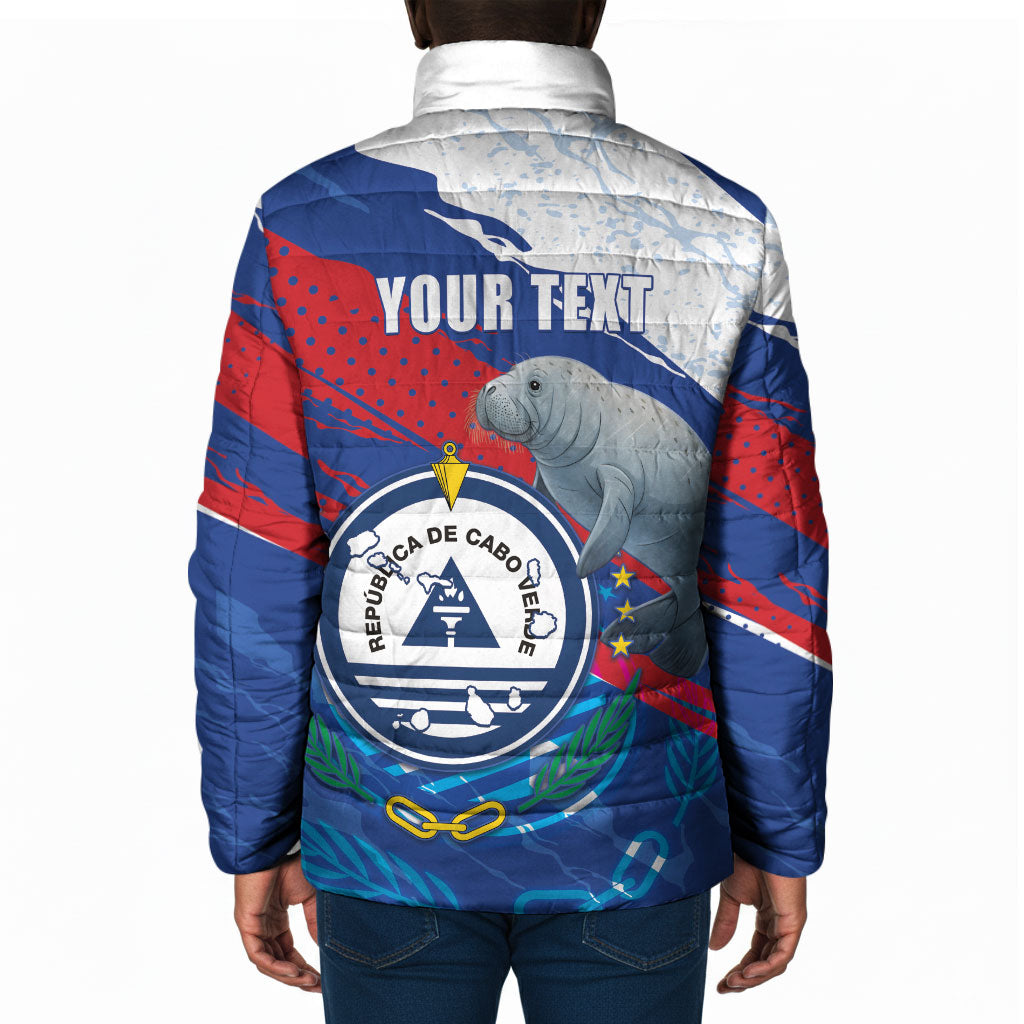 Personalized Cape Verde Independence Day Padded Jacket 51st Anniversary Manatee Coat Of Arms