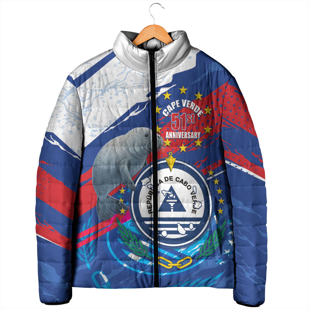 Personalized Cape Verde Independence Day Padded Jacket 51st Anniversary Manatee Coat Of Arms