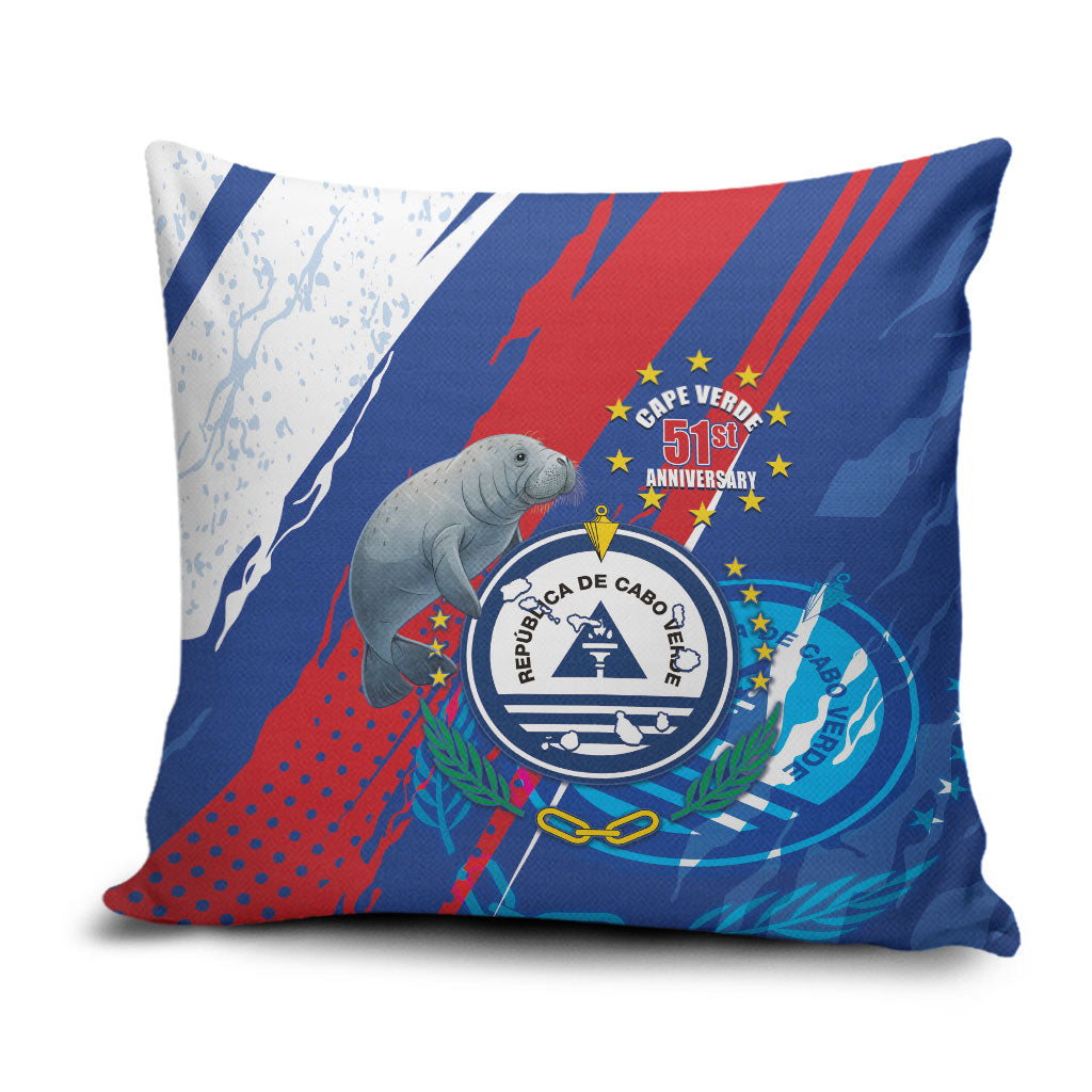 Cape Verde Independence Day Pillow Cover 51st Anniversary Manatee Coat Of Arms