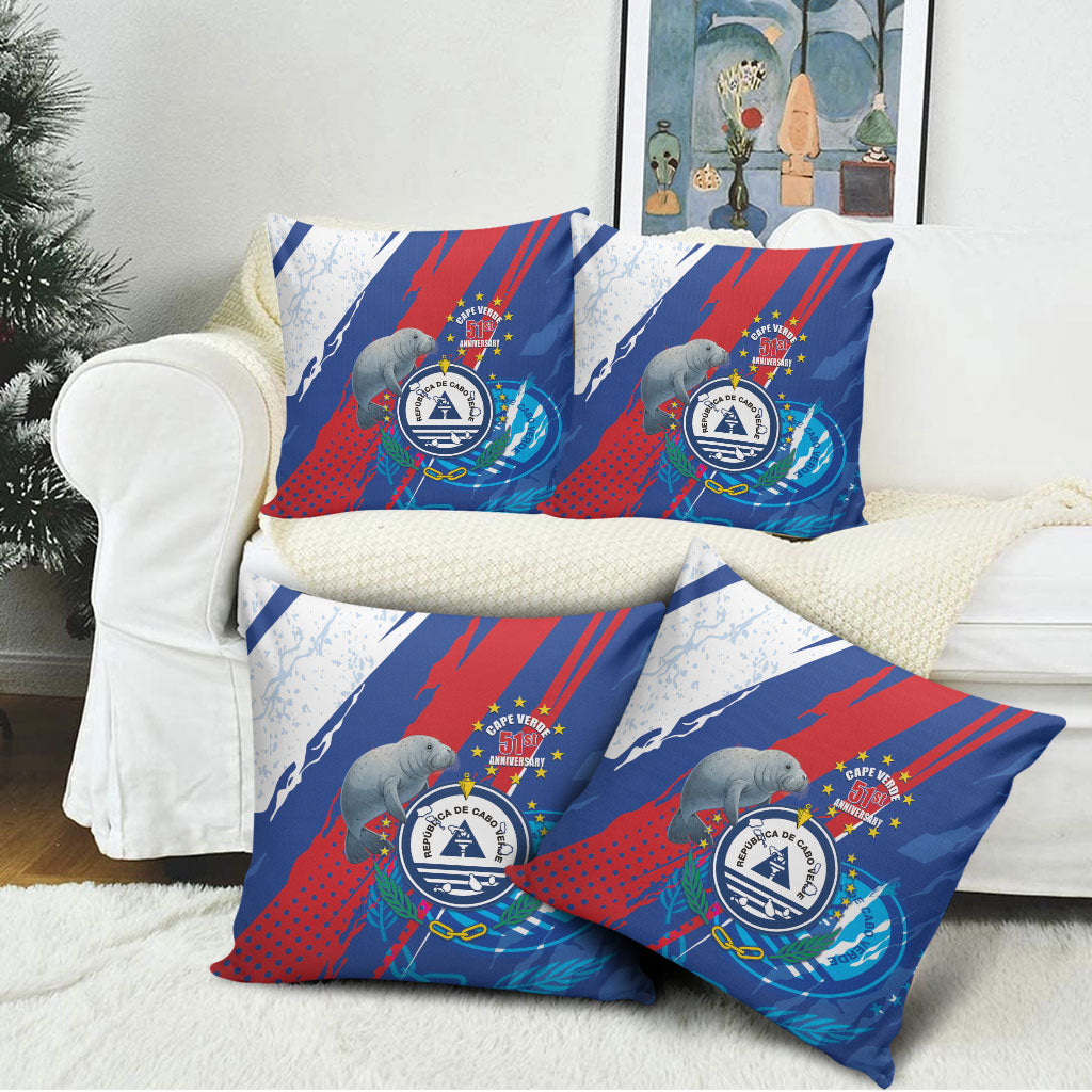 Cape Verde Independence Day Pillow Cover 51st Anniversary Manatee Coat Of Arms
