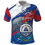 Personalized Cape Verde Independence Day Polo Shirt 51st Anniversary Manatee Coat Of Arms
