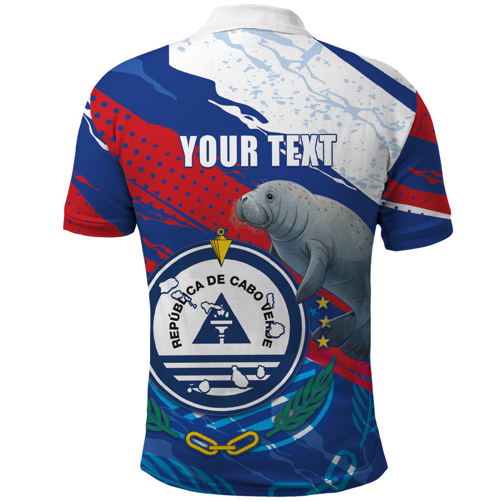 Personalized Cape Verde Independence Day Polo Shirt 51st Anniversary Manatee Coat Of Arms