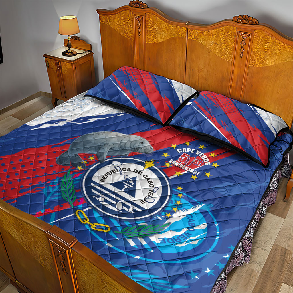 Cape Verde Independence Day Quilt Bed Set 51st Anniversary Manatee Coat Of Arms