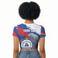 Personalized Cape Verde Independence Day Raglan Cropped T shirt 51st Anniversary Manatee Coat Of Arms