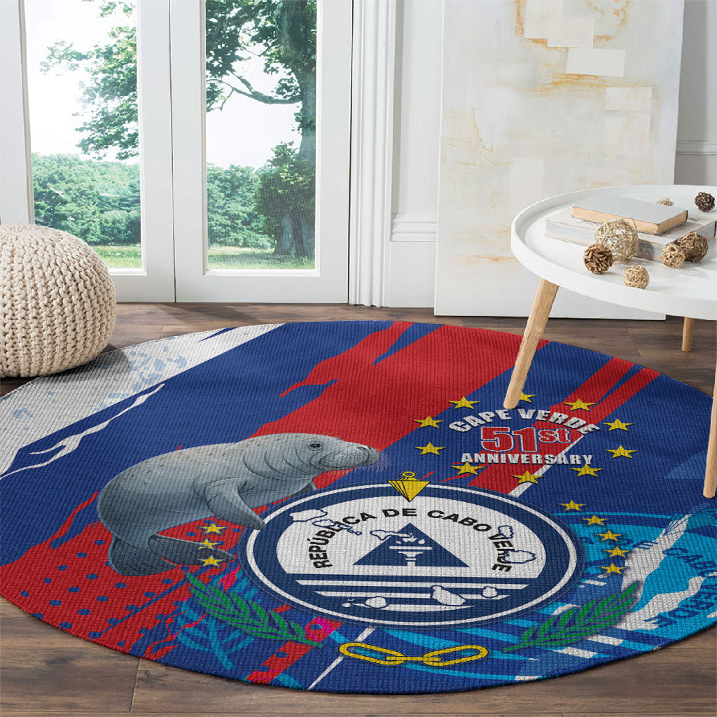 Cape Verde Independence Day Round Carpet 51st Anniversary Manatee Coat Of Arms