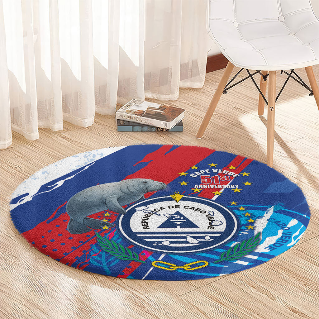 Cape Verde Independence Day Round Carpet 51st Anniversary Manatee Coat Of Arms