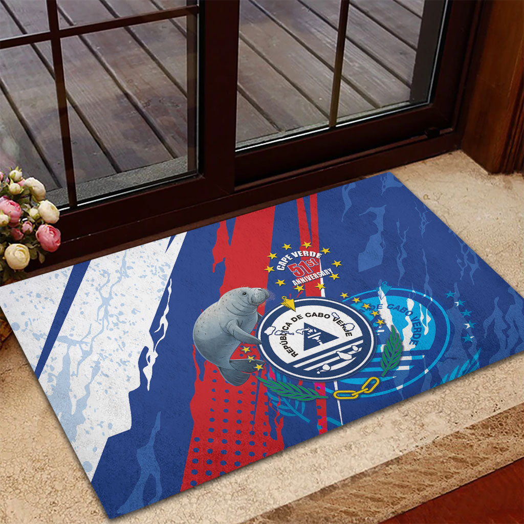 Cape Verde Independence Day Rubber Doormat 51st Anniversary Manatee Coat Of Arms