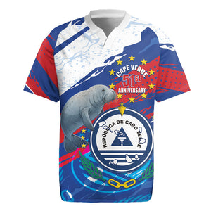 Personalized Cape Verde Independence Day Rugby Jersey 51st Anniversary Manatee Coat Of Arms