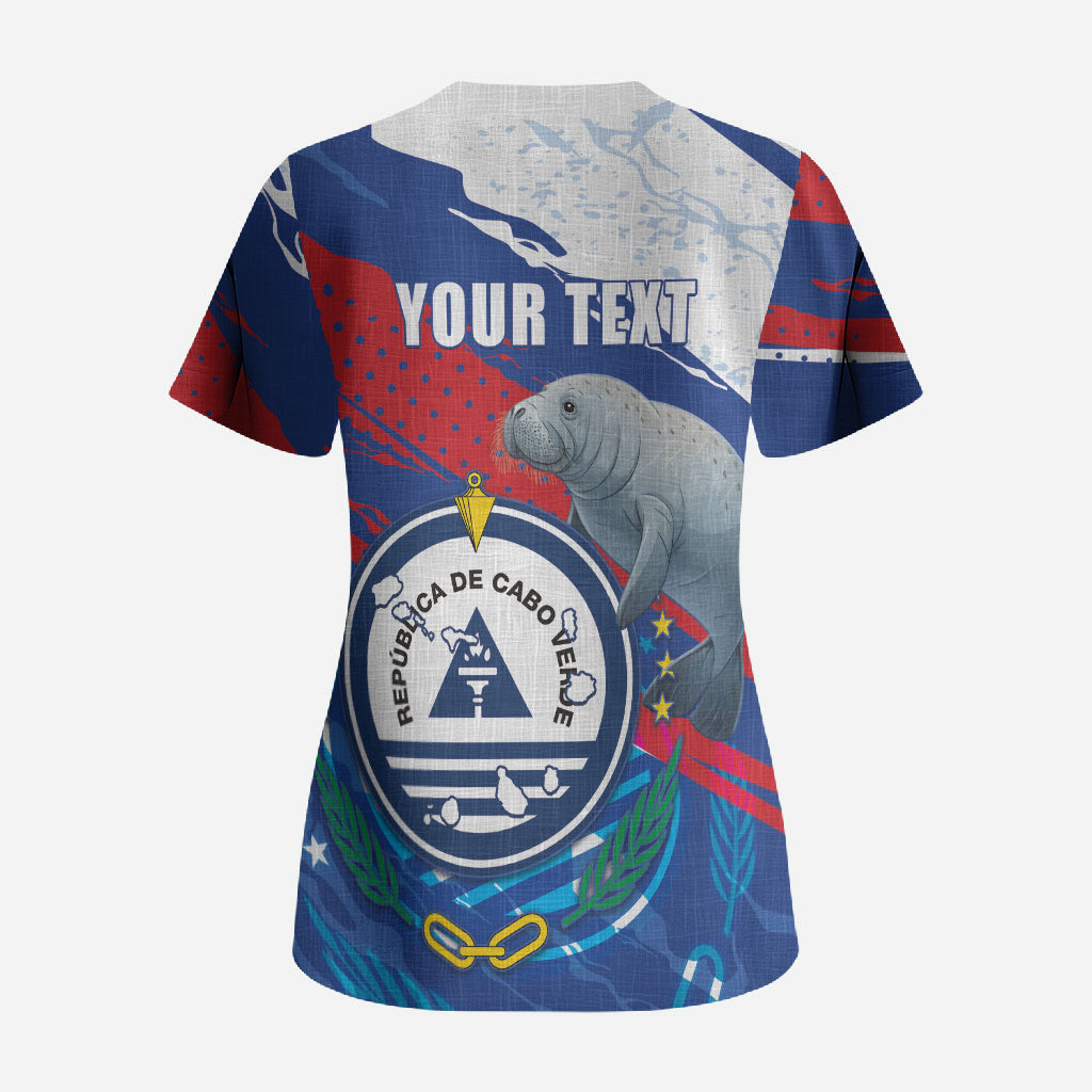 Personalized Cape Verde Independence Day Scrub Top 51st Anniversary Manatee Coat Of Arms