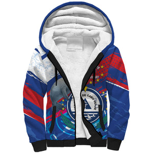 Personalized Cape Verde Independence Day Sherpa Hoodie 51st Anniversary Manatee Coat Of Arms