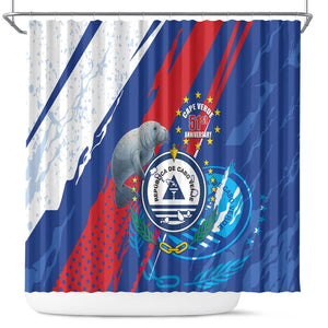 Cape Verde Independence Day Shower Curtain 51st Anniversary Manatee Coat Of Arms