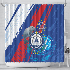 Cape Verde Independence Day Shower Curtain 51st Anniversary Manatee Coat Of Arms