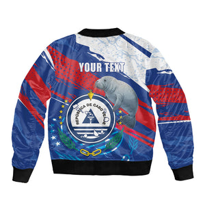 Personalized Cape Verde Independence Day Sleeve Zip Bomber Jacket 51st Anniversary Manatee Coat Of Arms