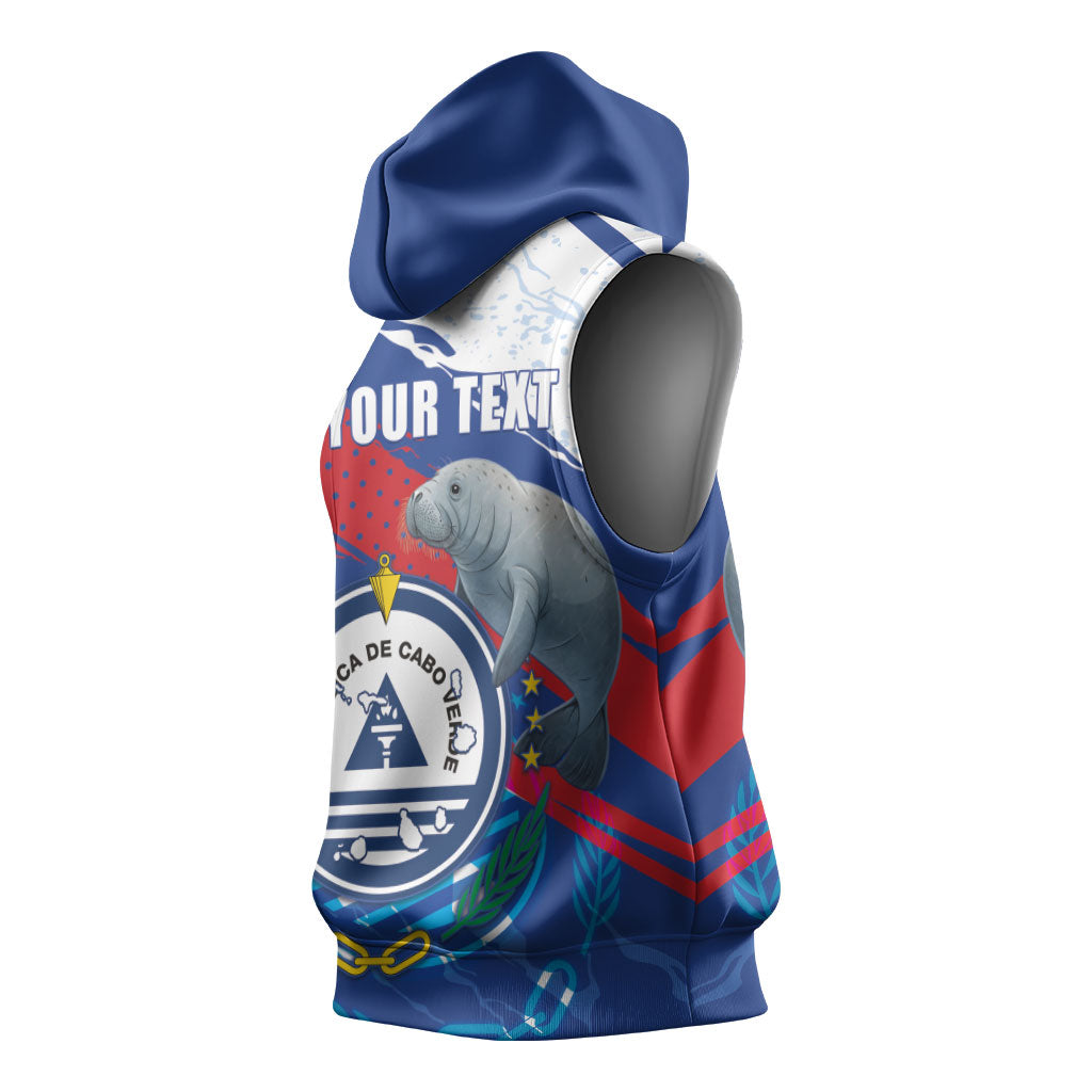 Personalized Cape Verde Independence Day Sleeveless Hoodie 51st Anniversary Manatee Coat Of Arms
