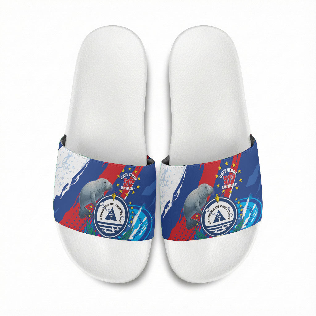 Cape Verde Independence Day Slide Sandals 51st Anniversary Manatee Coat Of Arms