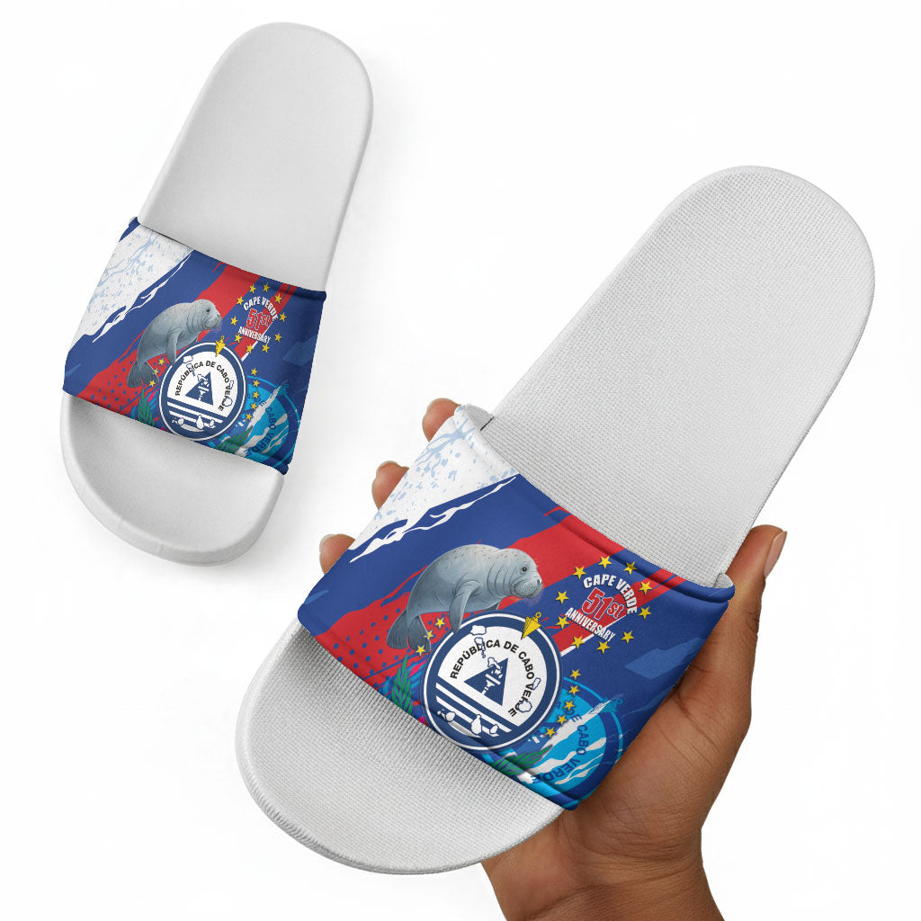 Cape Verde Independence Day Slide Sandals 51st Anniversary Manatee Coat Of Arms