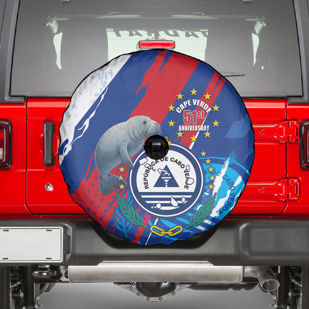 Cape Verde Independence Day Spare Tire Cover 51st Anniversary Manatee Coat Of Arms