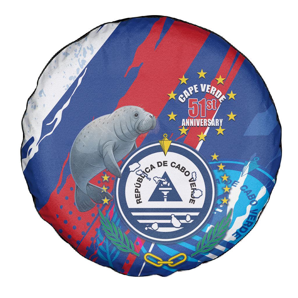 Cape Verde Independence Day Spare Tire Cover 51st Anniversary Manatee Coat Of Arms