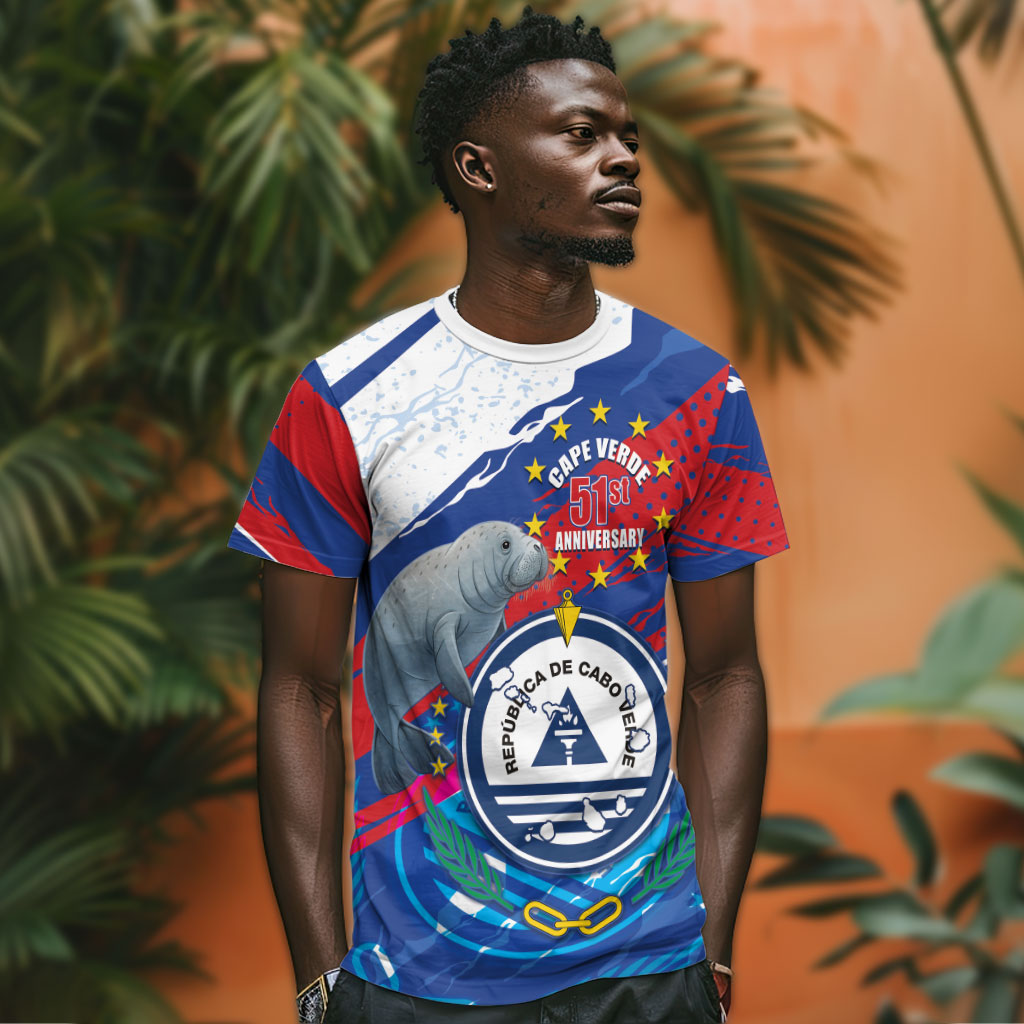 Personalized Cape Verde Independence Day T shirt 51st Anniversary Manatee Coat Of Arms
