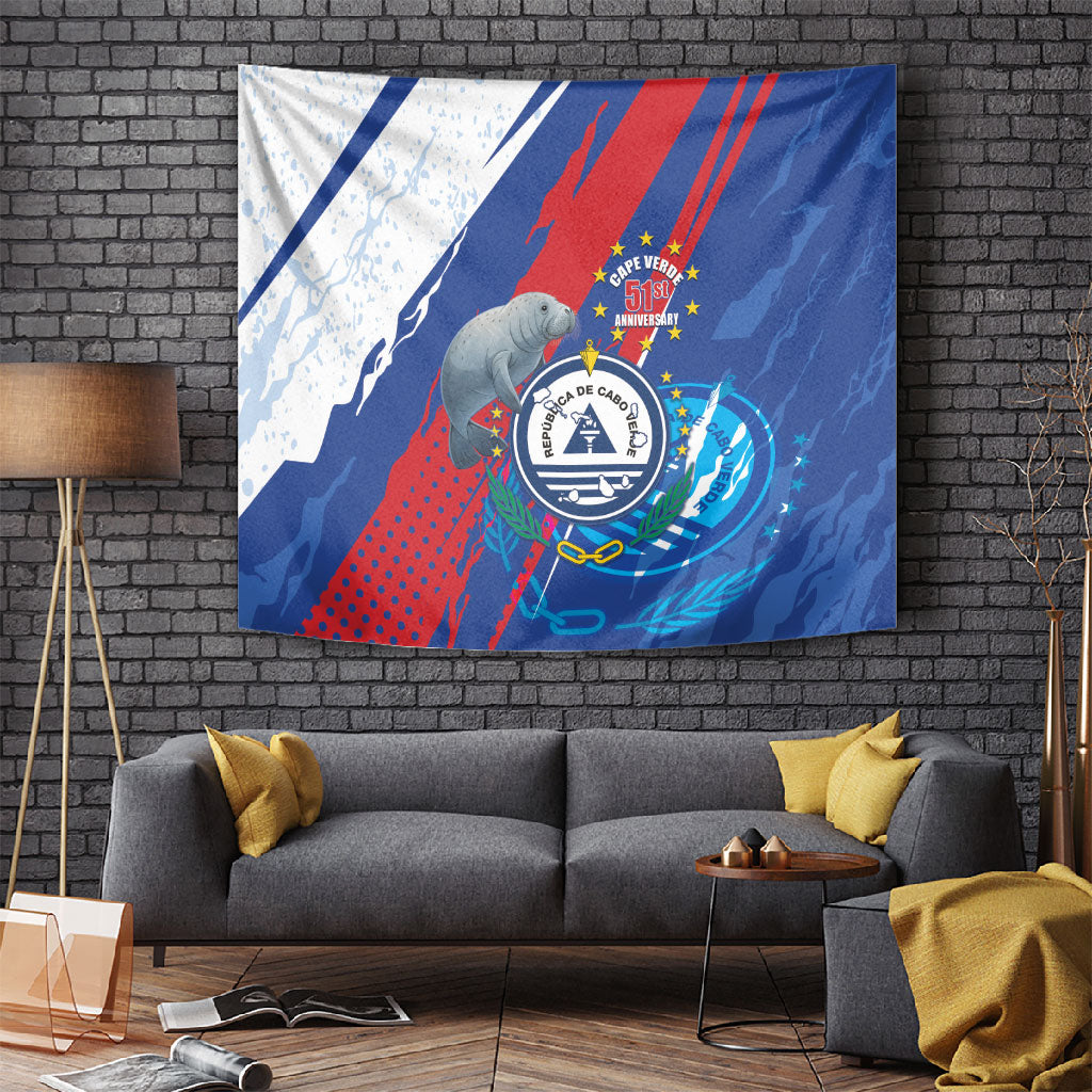 Cape Verde Independence Day Tapestry 51st Anniversary Manatee Coat Of Arms