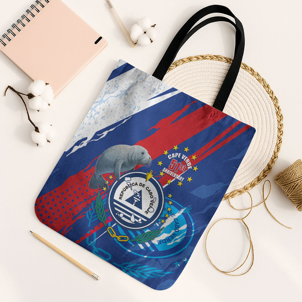 Cape Verde Independence Day Tote Bag 51st Anniversary Manatee Coat Of Arms