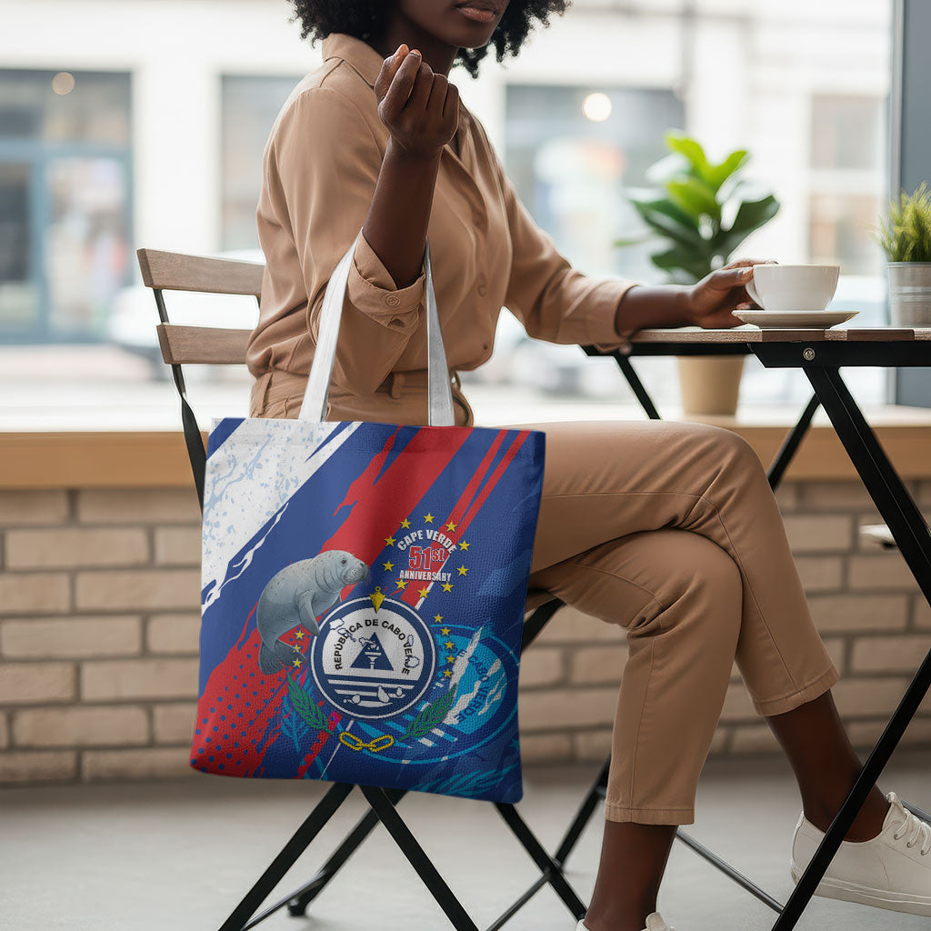 Cape Verde Independence Day Tote Bag 51st Anniversary Manatee Coat Of Arms