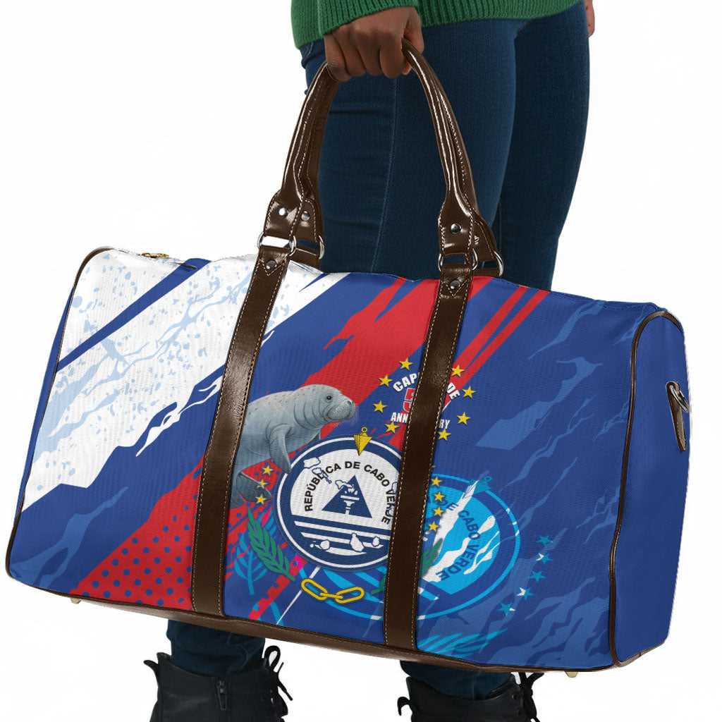 Cape Verde Independence Day Travel Bag 51st Anniversary Manatee Coat Of Arms