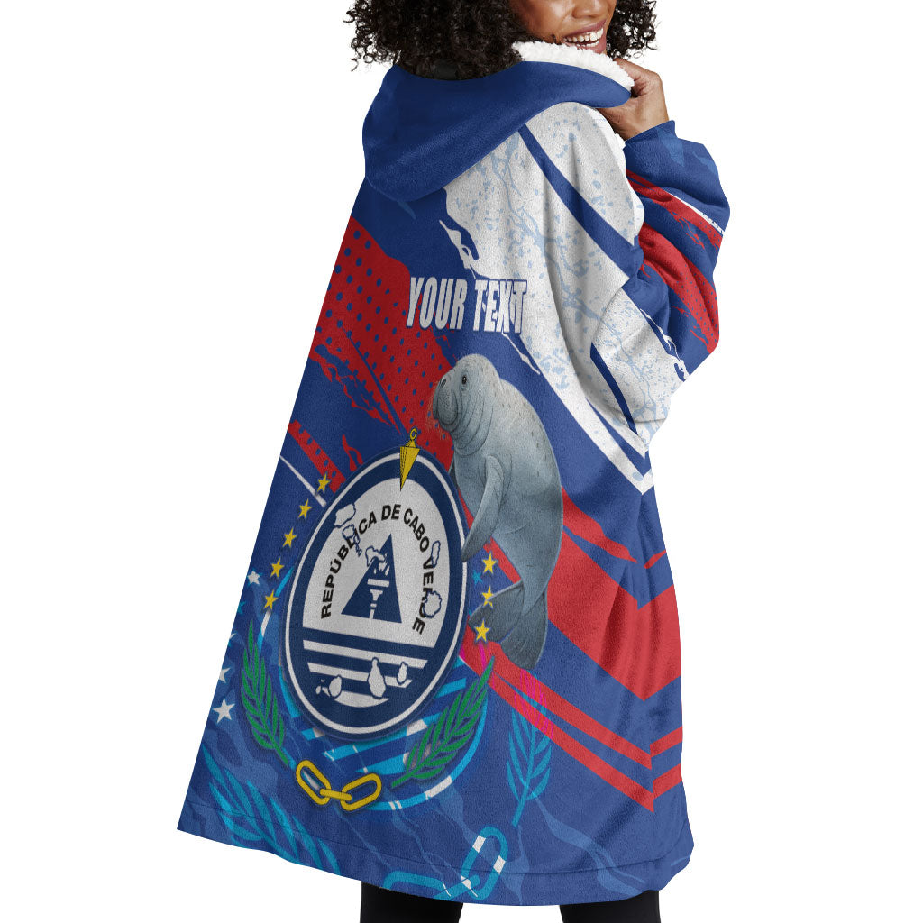 Personalized Cape Verde Independence Day Wearable Blanket Hoodie 51st Anniversary Manatee Coat Of Arms