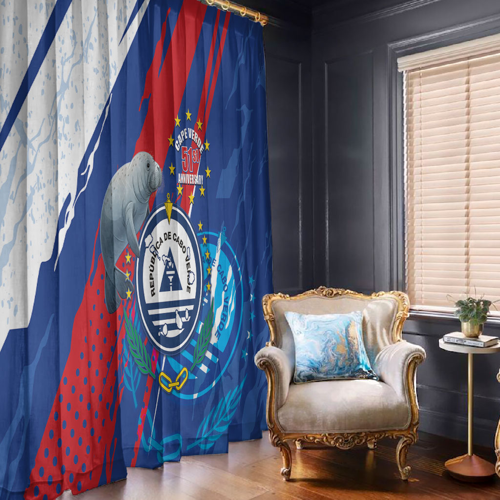 Cape Verde Independence Day Window Curtain 51st Anniversary Manatee Coat Of Arms