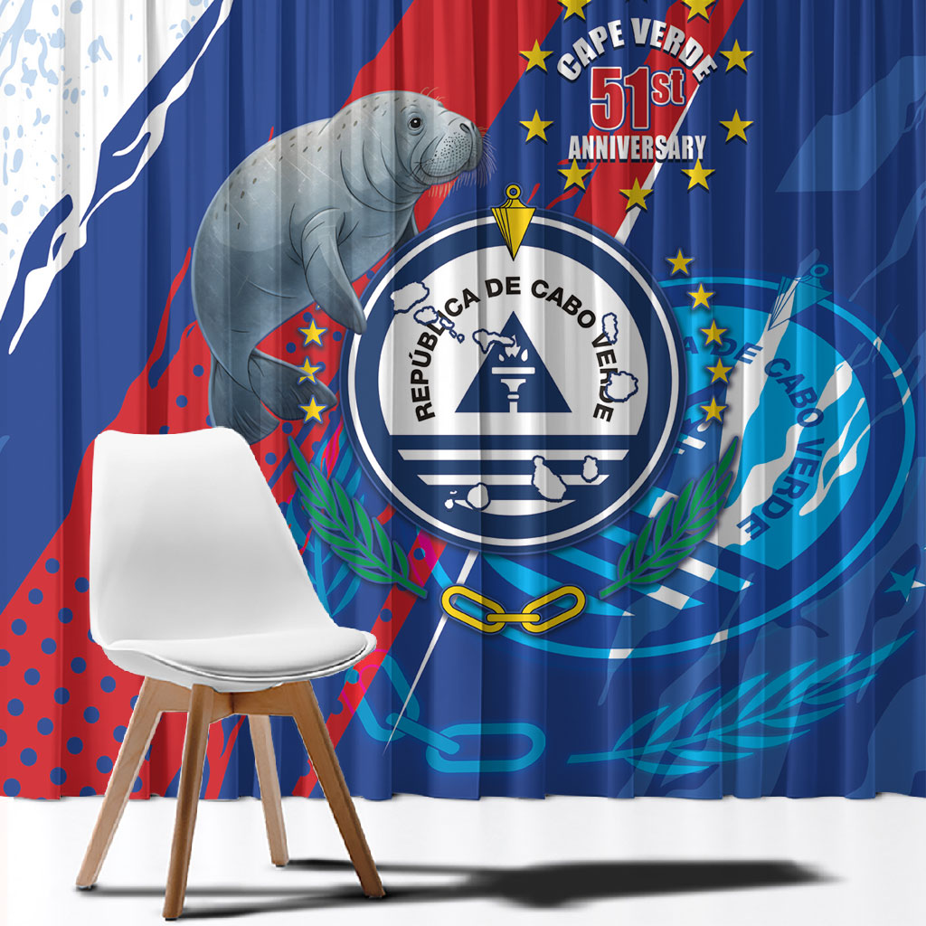 Cape Verde Independence Day Window Curtain 51st Anniversary Manatee Coat Of Arms