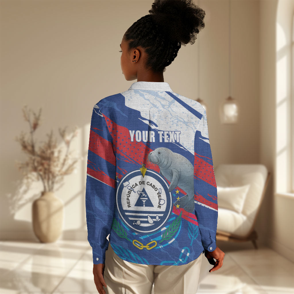 Personalized Cape Verde Independence Day Women Casual Shirt 51st Anniversary Manatee Coat Of Arms