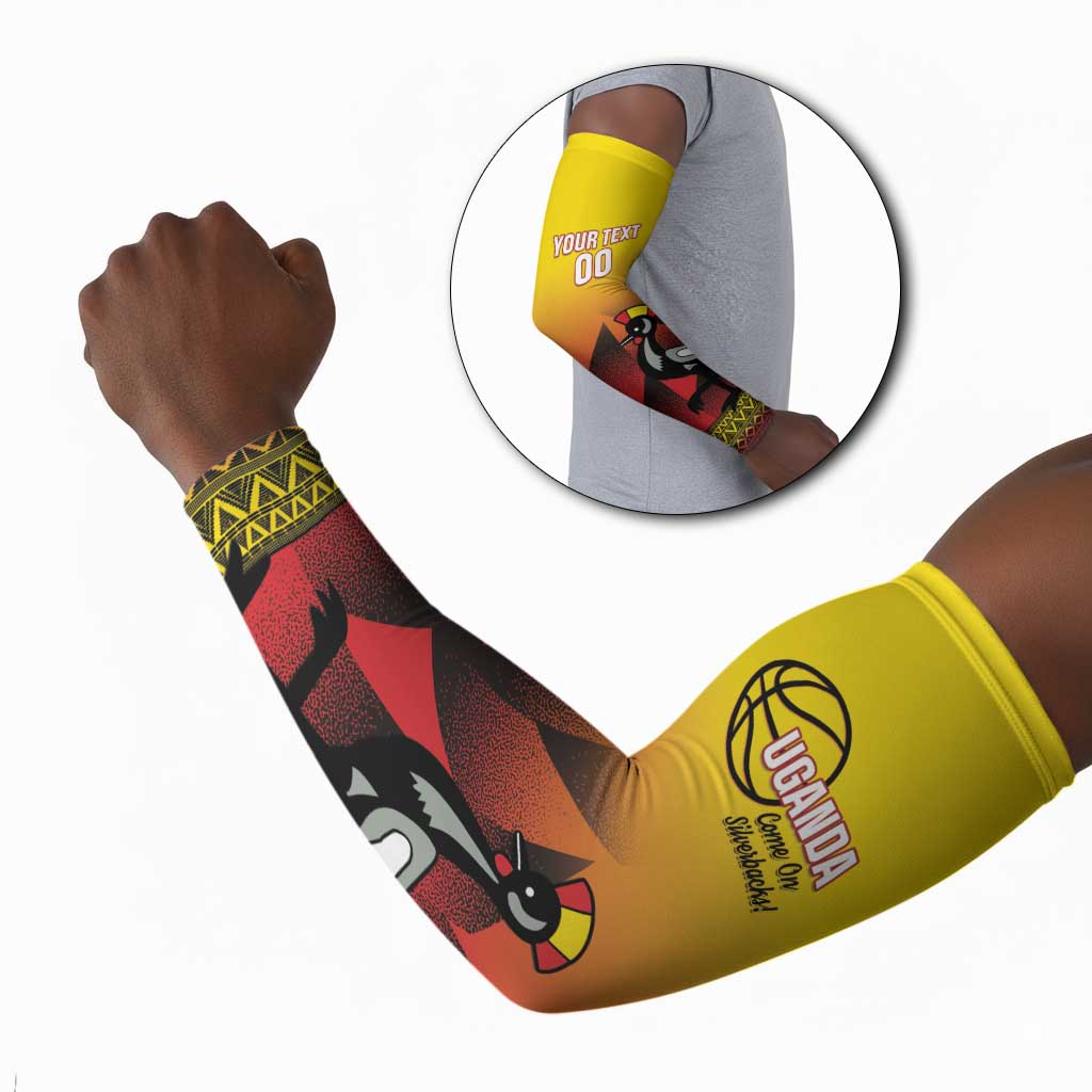 Uganda Basketball Custom Arm Sleeves Come On Silverbacks African Pattern