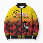Uganda Basketball Custom Bomber Puffer Jacket Come On Silverbacks African Pattern