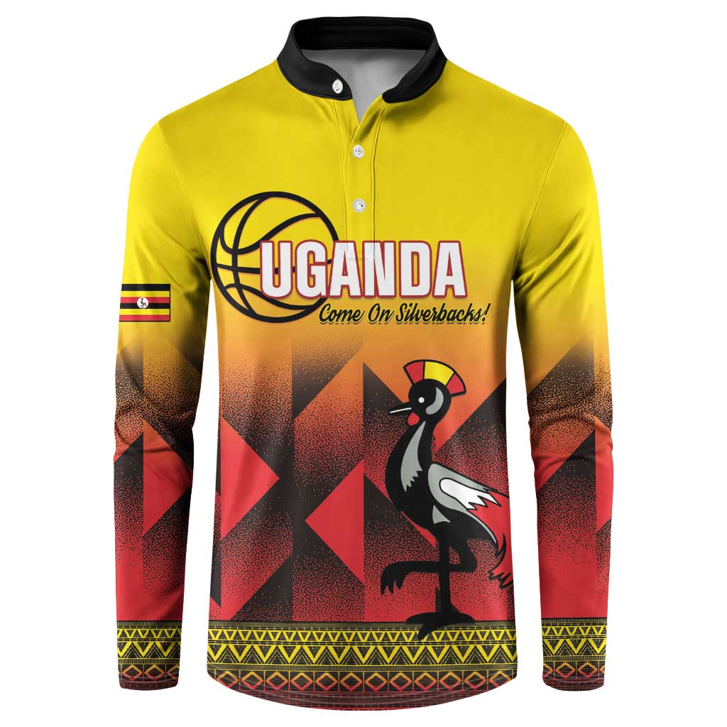 Uganda Basketball Custom Button Sweatshirt Come On Silverbacks African Pattern